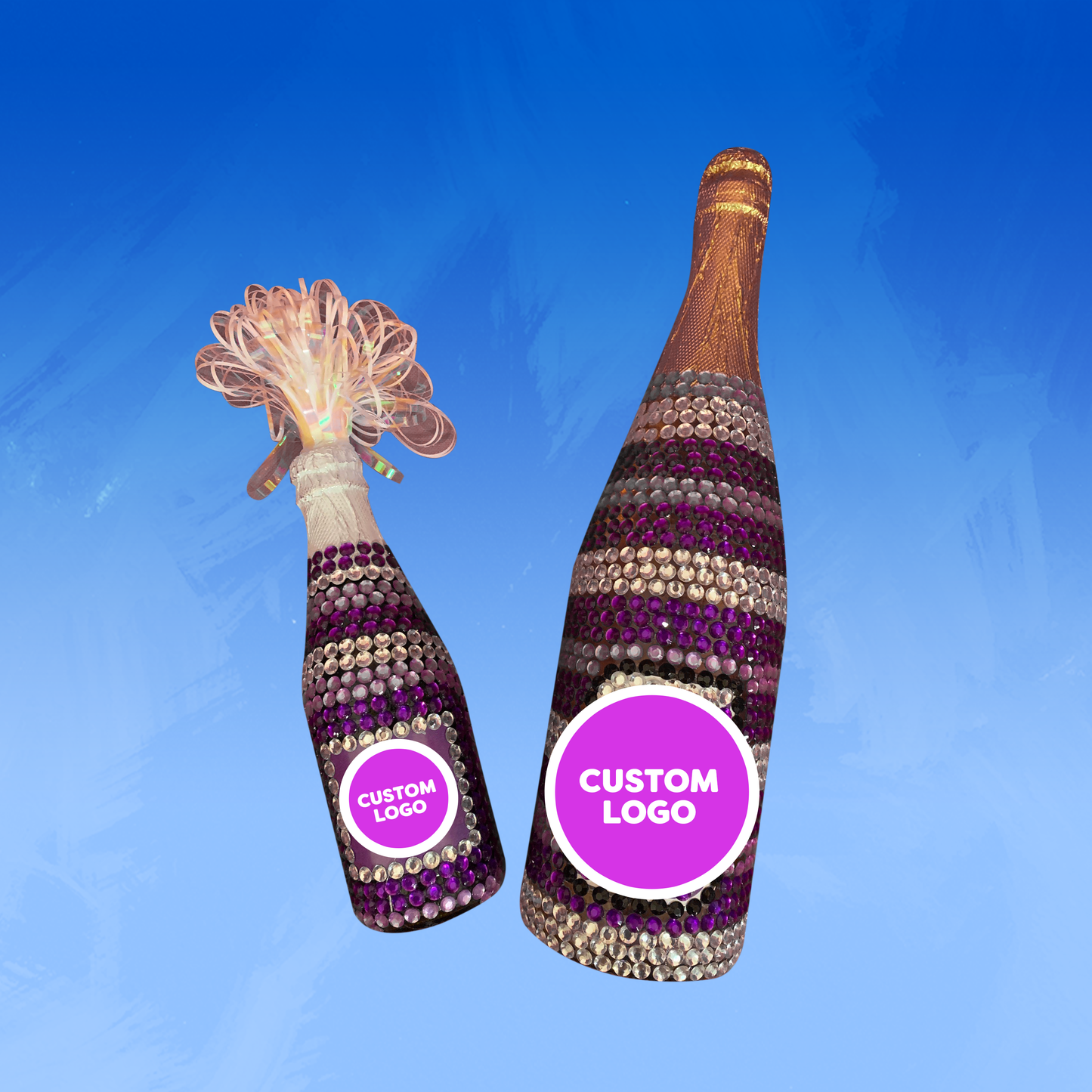 College Bling Bottles® Custom Bundle 1 -Regular size & mini bottle (Best Value)