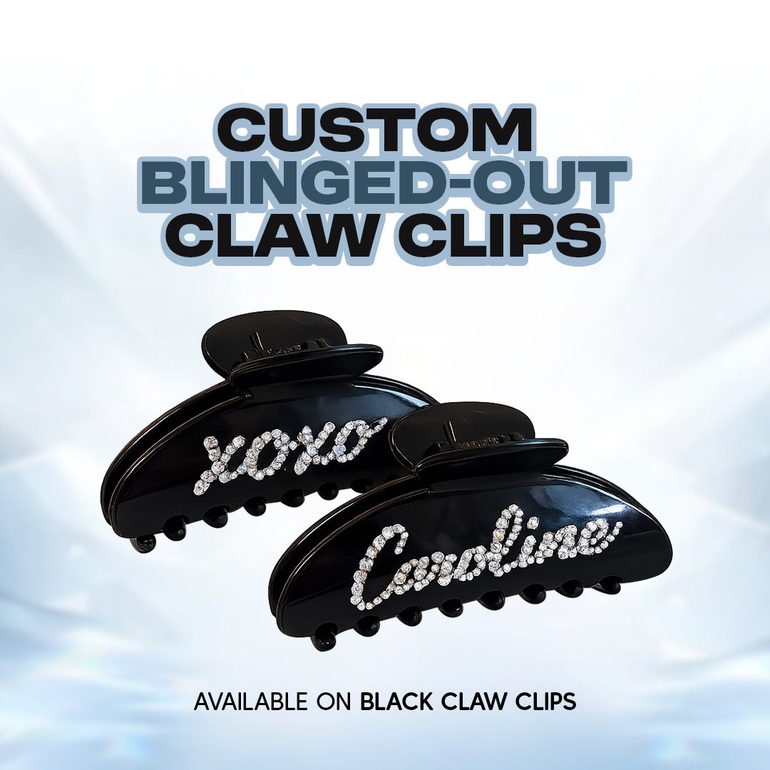 Custom Name Bling Claw Clip (Black Clip)
