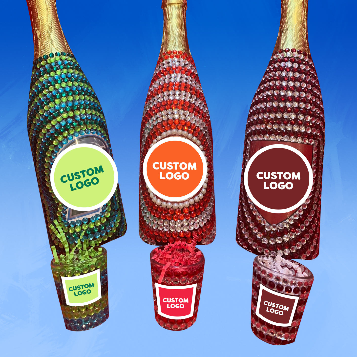 College Bling Bottles™  Custom Bundle 2 - includes 1 Regular Bottle & 1 Shot Glass  (Best Value)