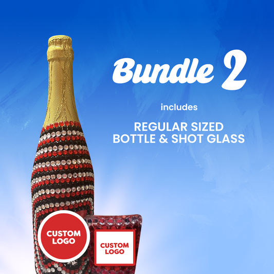 College Bling Bottles™  Custom Bundle 2 - includes 1 Regular Bottle & 1 Shot Glass  (Best Value)