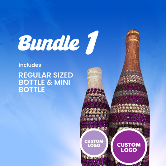 College Bling Bottles™  Custom Bundle 1 -Regular size & mini bottle (Best Value)